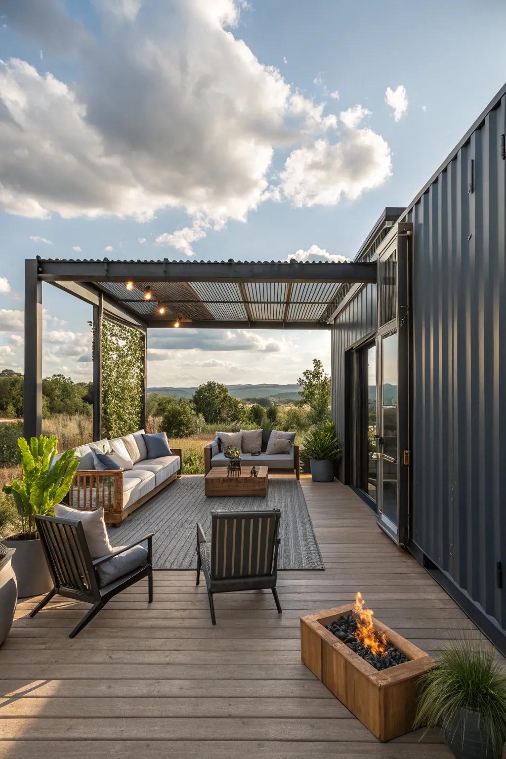 Extend your living space outdoors with a cozy deck setup.