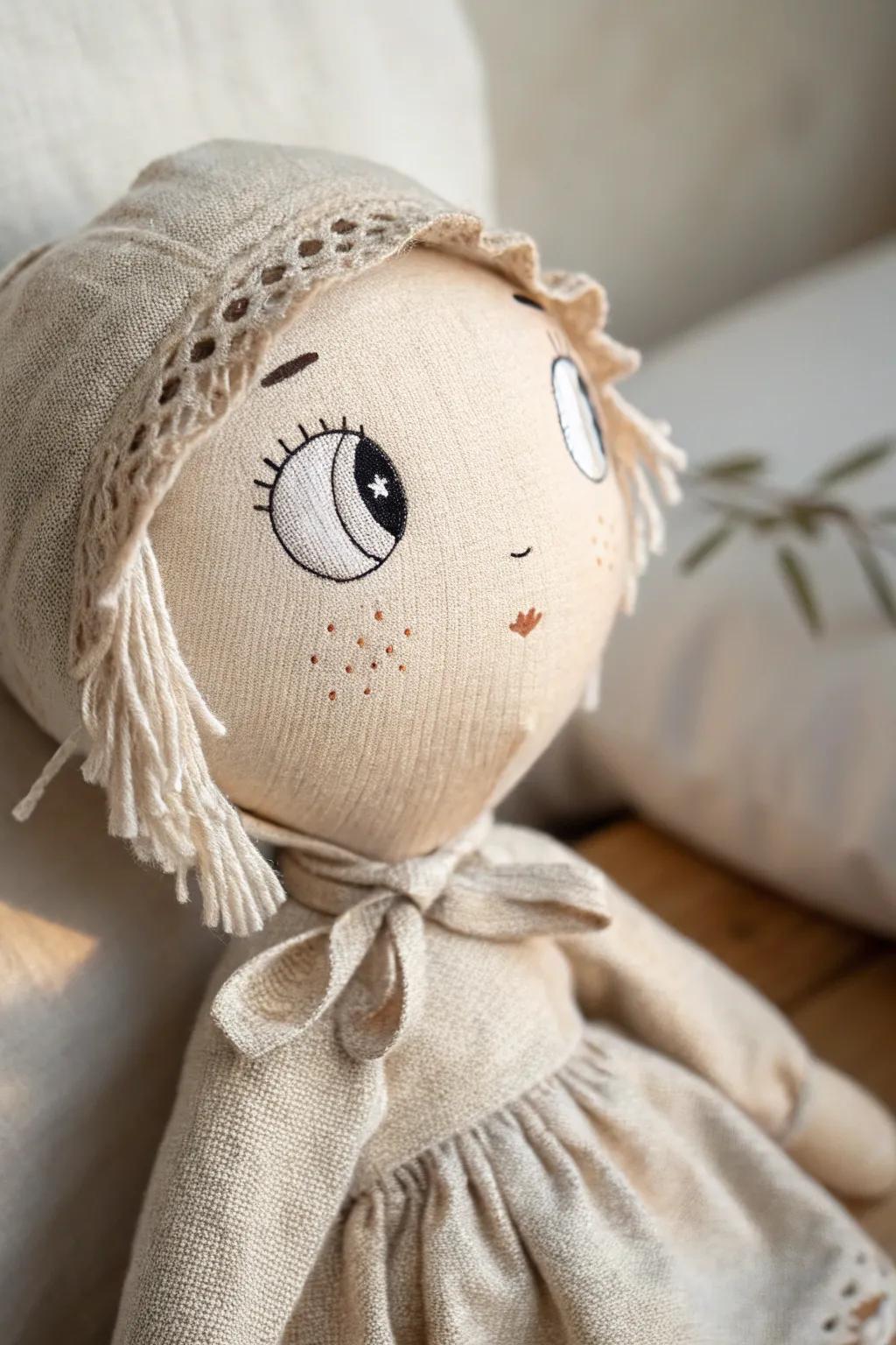 Embrace whimsy with playful proportions in handcrafted doll faces.