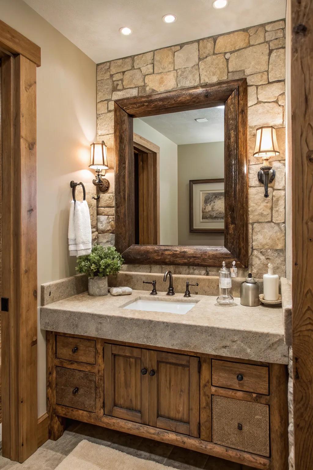 Natural elements like wood and stone add warmth and texture.