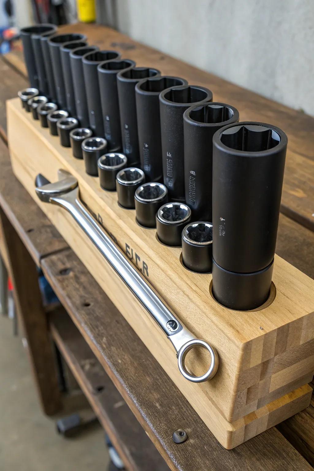 Transform your workshop with this sleek DIY socket wrench organizer using PVC pipes—where functionality meets finesse!