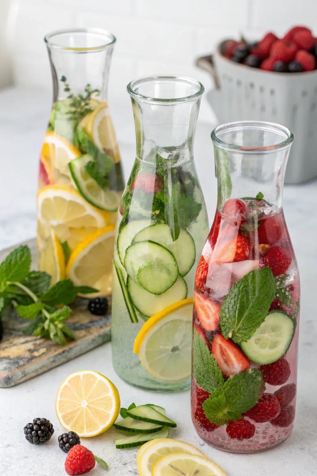 Detox waters add a refreshing touch to your party.