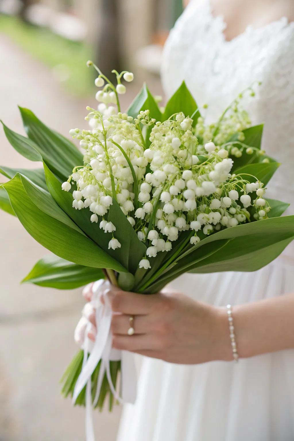 Lily of the Valley adds timeless elegance to bridal bouquets.