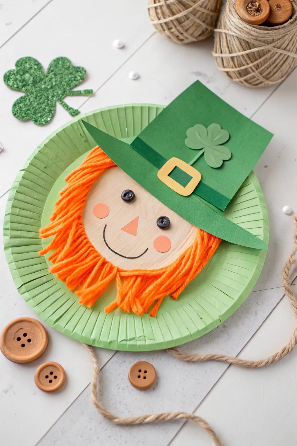 Celebrate St. Patrick's Day with a charming paper plate leprechaun, blending minimalist elegance with boho charm!