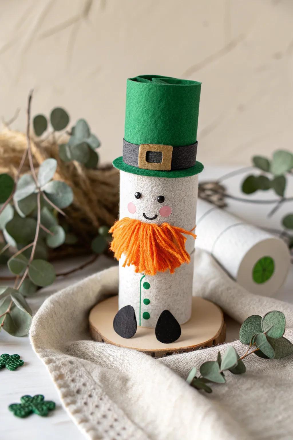 Whimsical and eco-friendly: Craft your own charming leprechaun from a toilet paper roll this St. Patrick's Day!