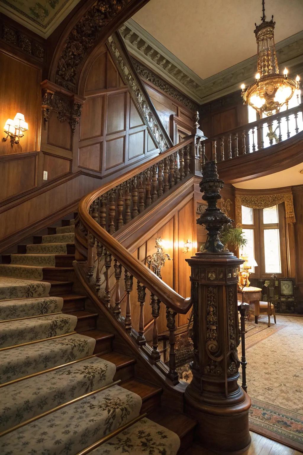 Victorian-style spindles add ornate elegance to any staircase.