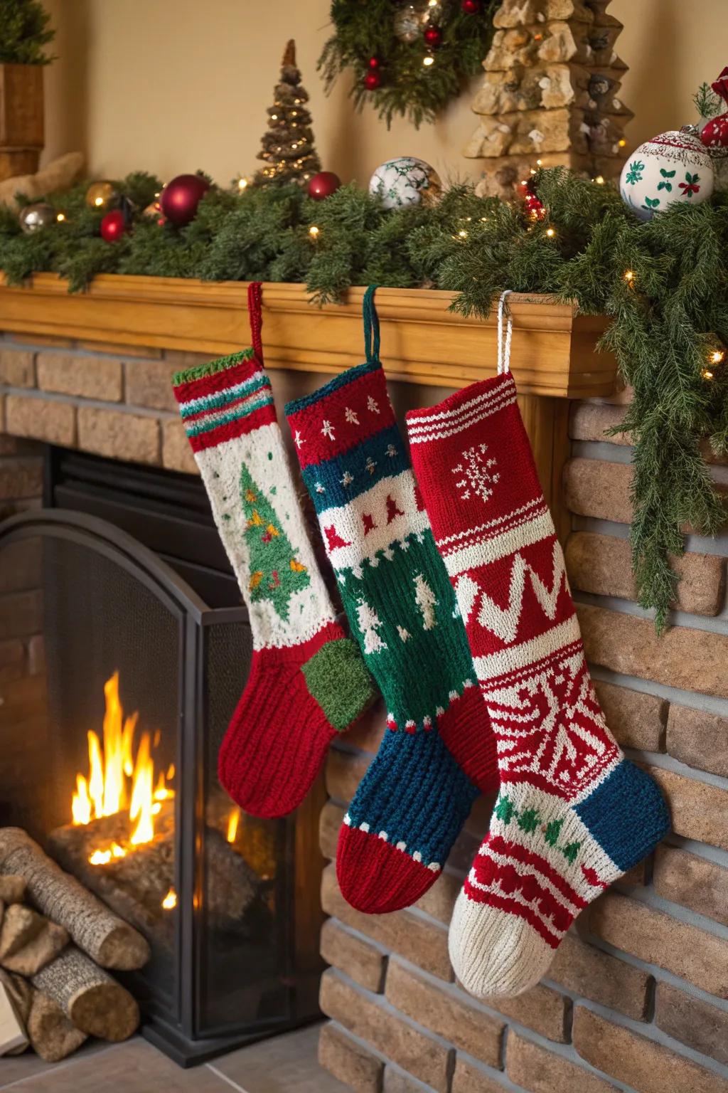 Warmth and coziness with knitted stockings.