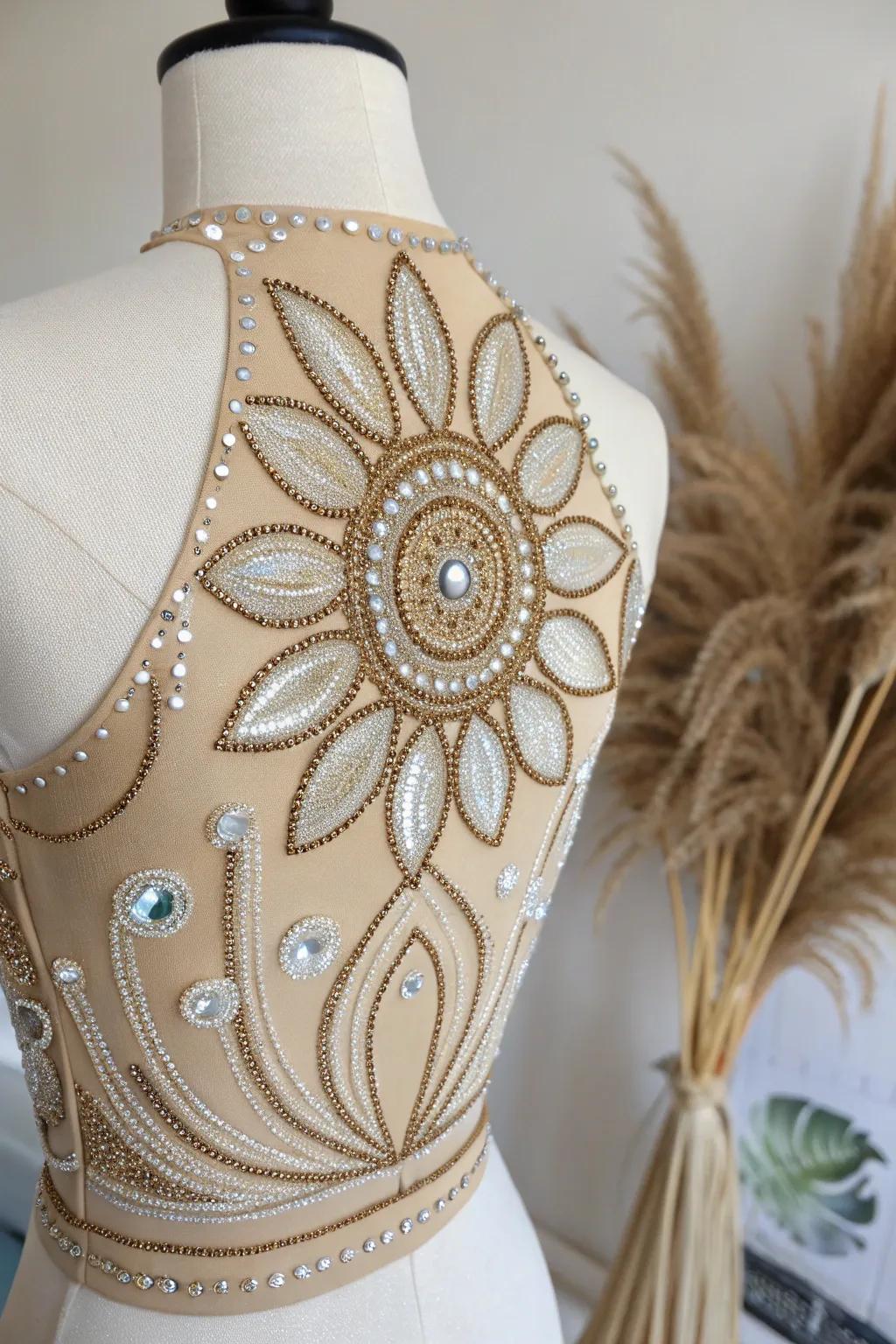 Embrace the elegance of the mystical mandala with this enchanting rhinestone design.