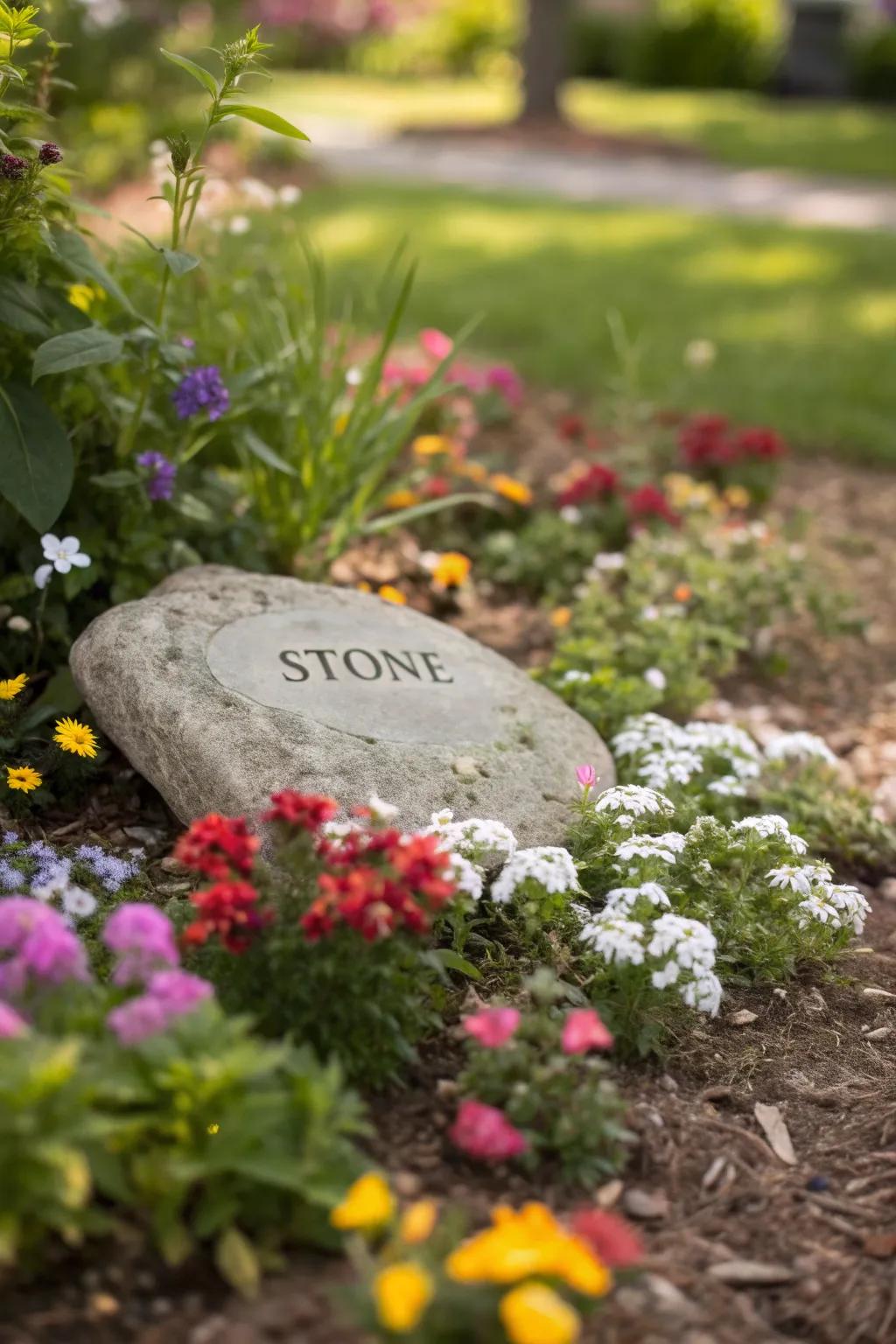 Add a personal touch to the garden with a memorial stone.