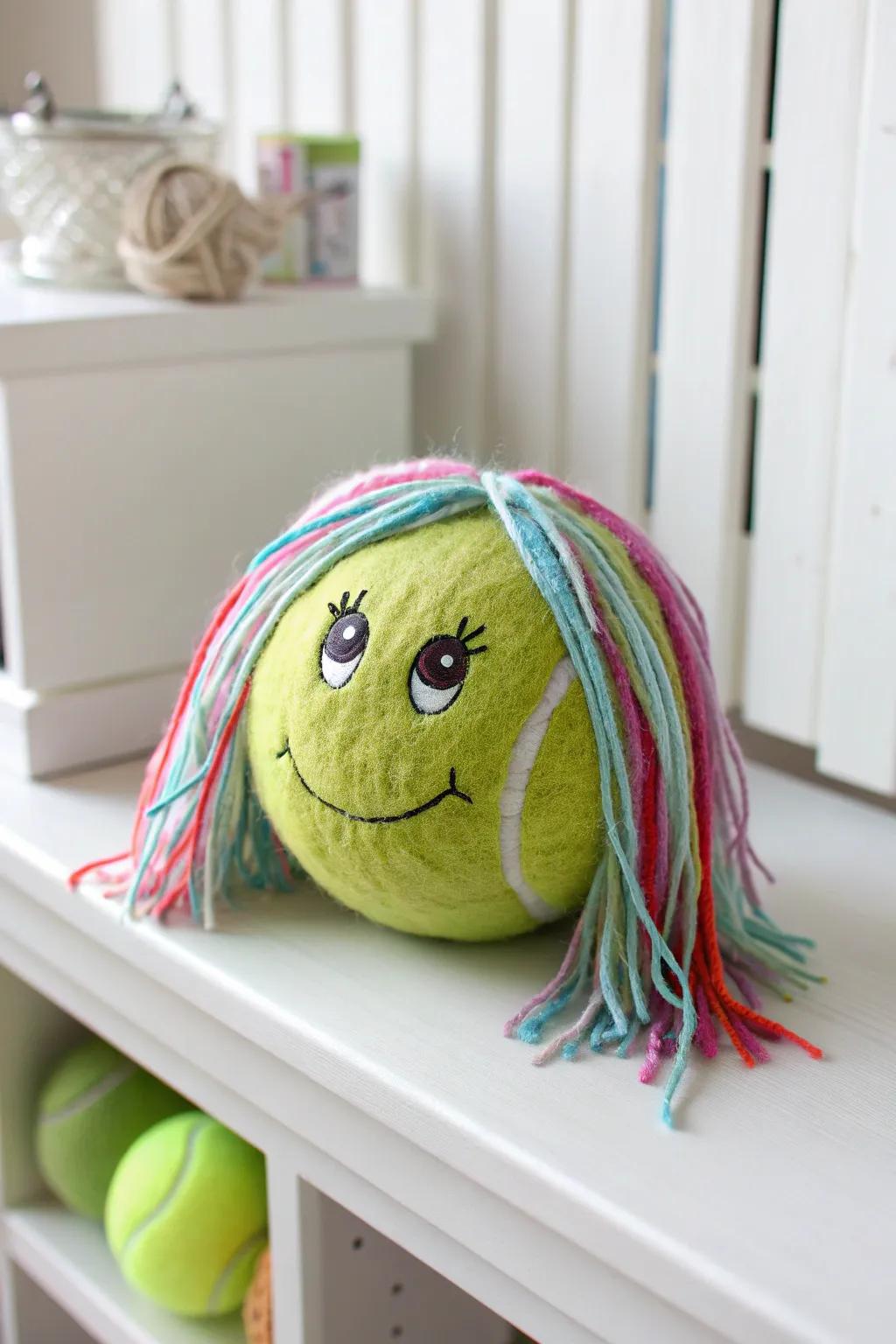 Meet your new room companion: a charming tennis ball character that brings a touch of whimsy to minimalist decor.