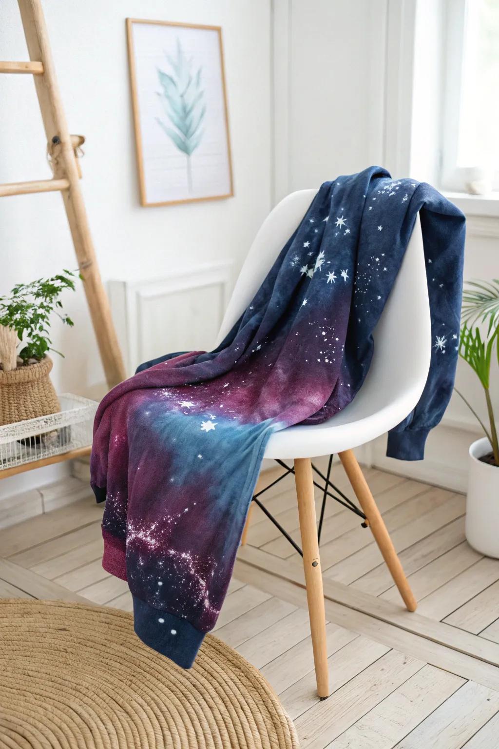 Embrace the cosmos with this galaxy-inspired tie-dye masterpiece, where simplicity meets the beauty of the universe.