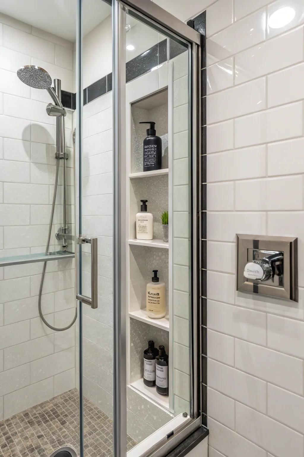 Shaving niches add convenience for grooming routines.