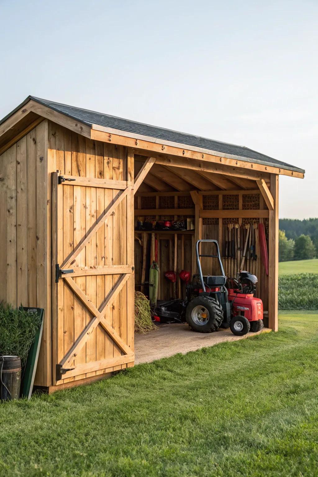 Enhance your storage with a beautifully crafted lean-to: practical elegance for every craftsman.