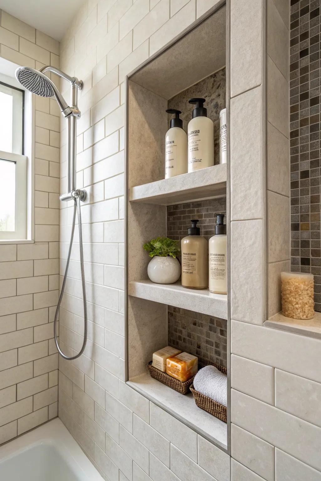 Keep your shower organized with built-in niches.