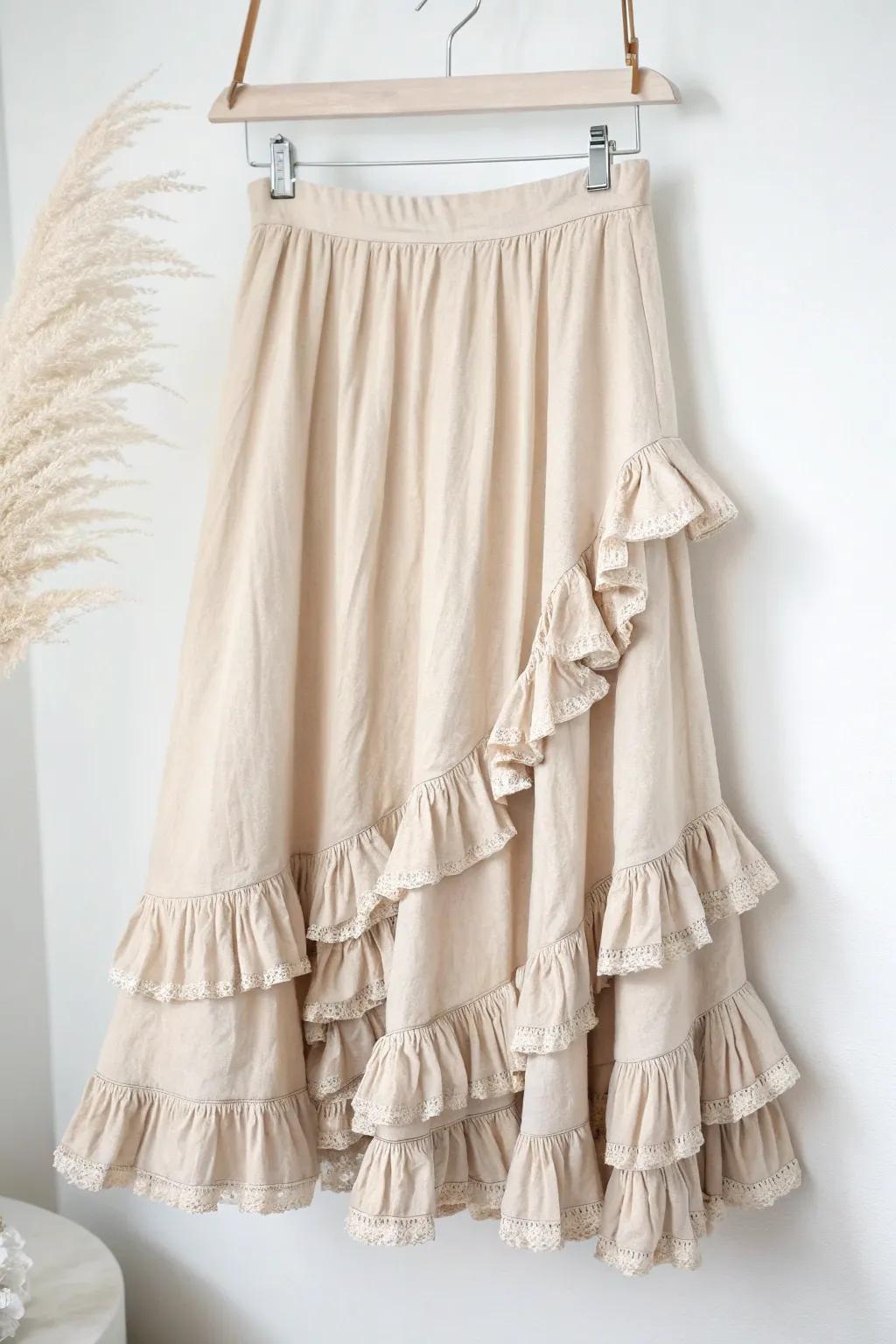 Transform your skirt with playful frills for a touch of boho elegance.