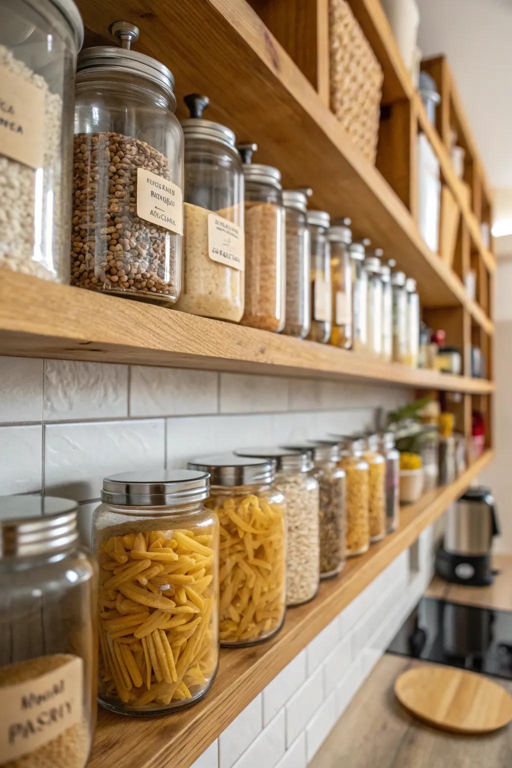 Organize your pantry with charming mason jars.