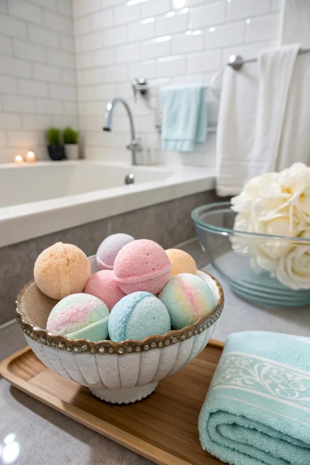 Homemade bath bombs, a luxurious and calming gift option.