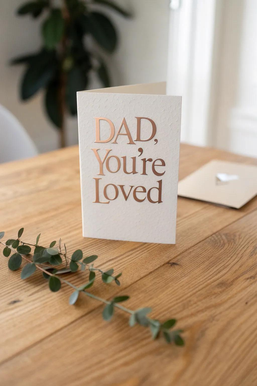 Bold Typography Magic: Make a heartfelt statement this Valentine's Day with a minimalist card for dad.