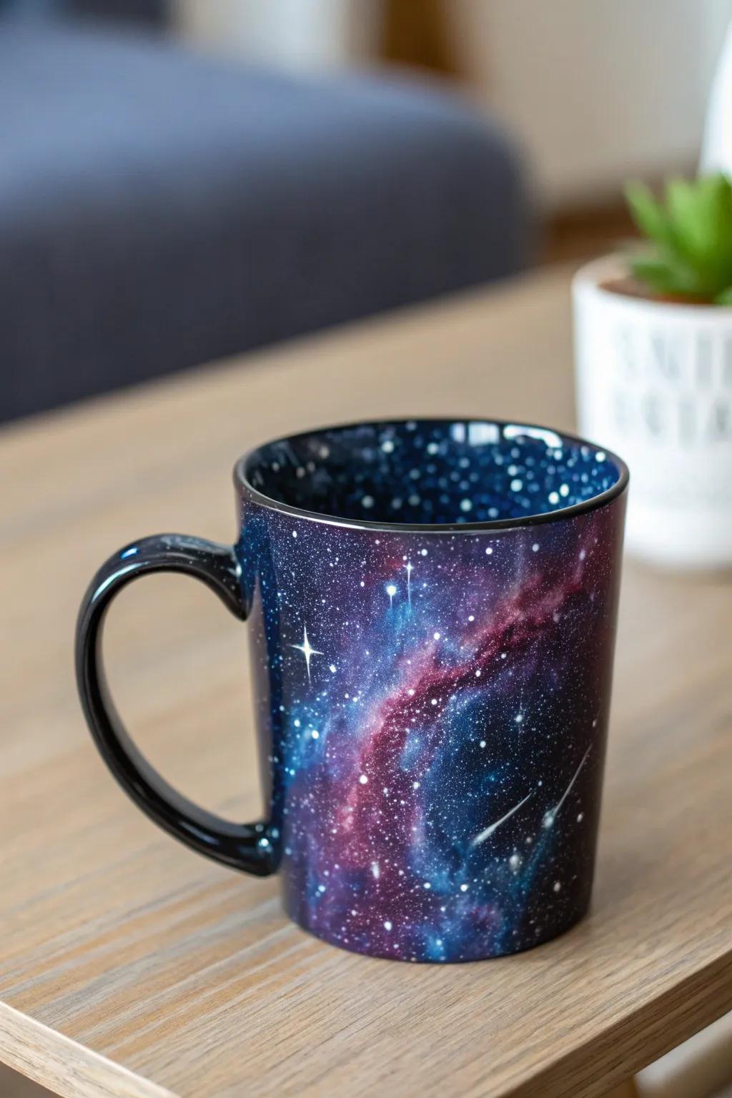 Sip from the stars with this galaxy-inspired mug, where cosmic beauty meets minimalist design.