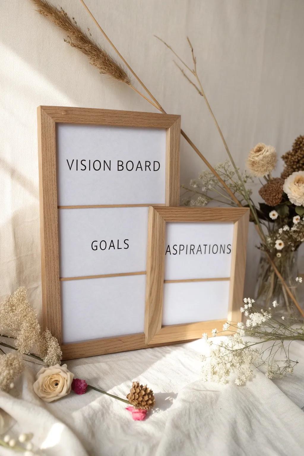 Elevate your vision with framed inspiration. ✨ #VisionBoard #MinimalistElegance
