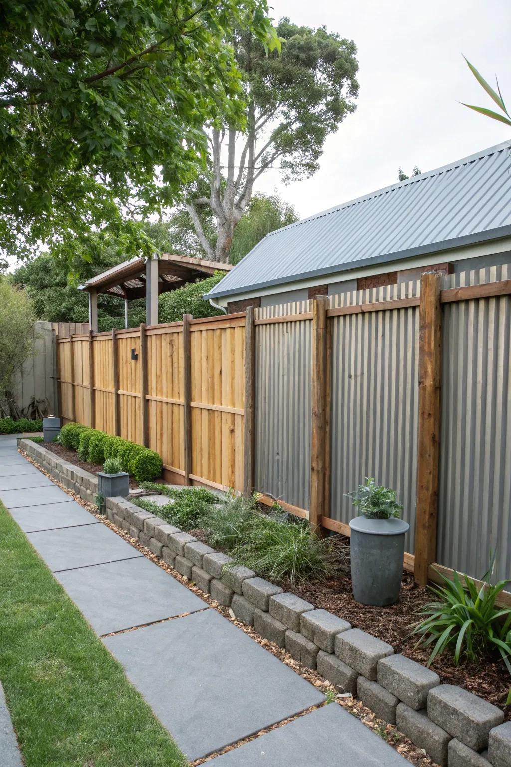 Corrugated metal topper for a rustic backyard touch.