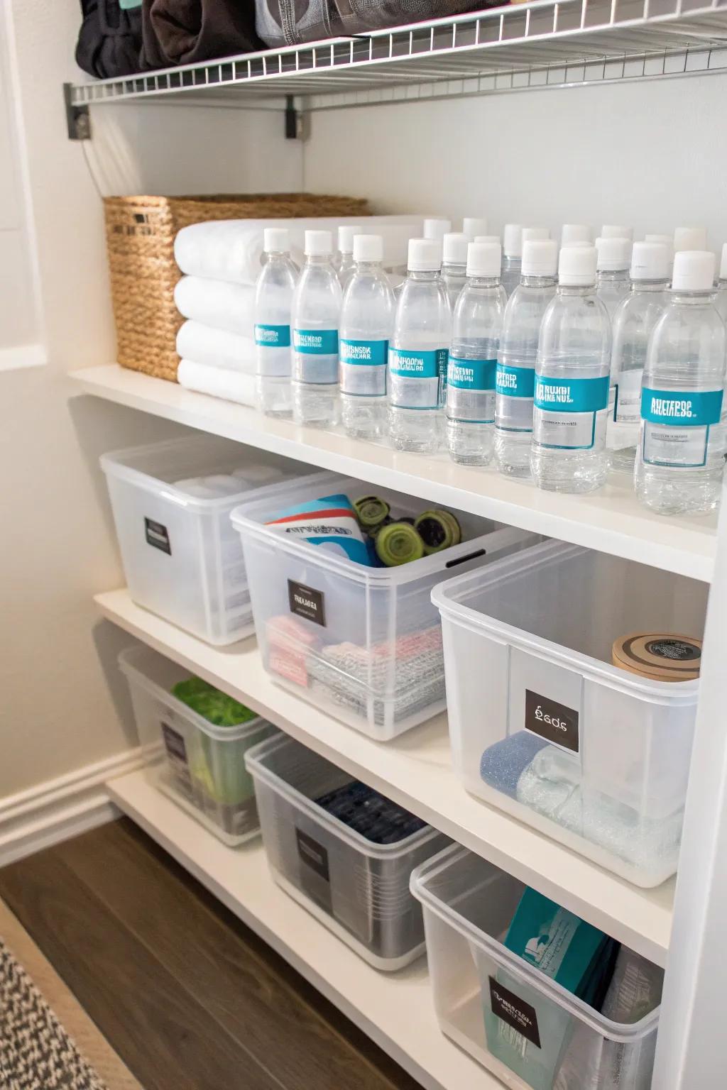 Efficient organization with clear storage bins