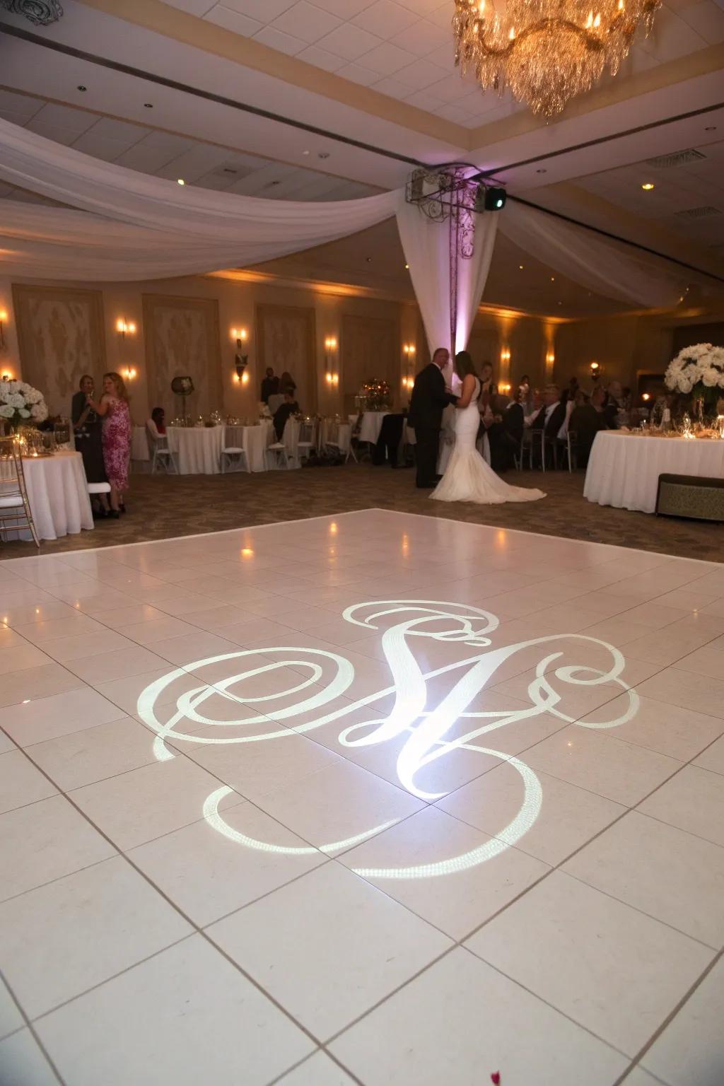 Make it personal with a custom monogram on your dance floor.