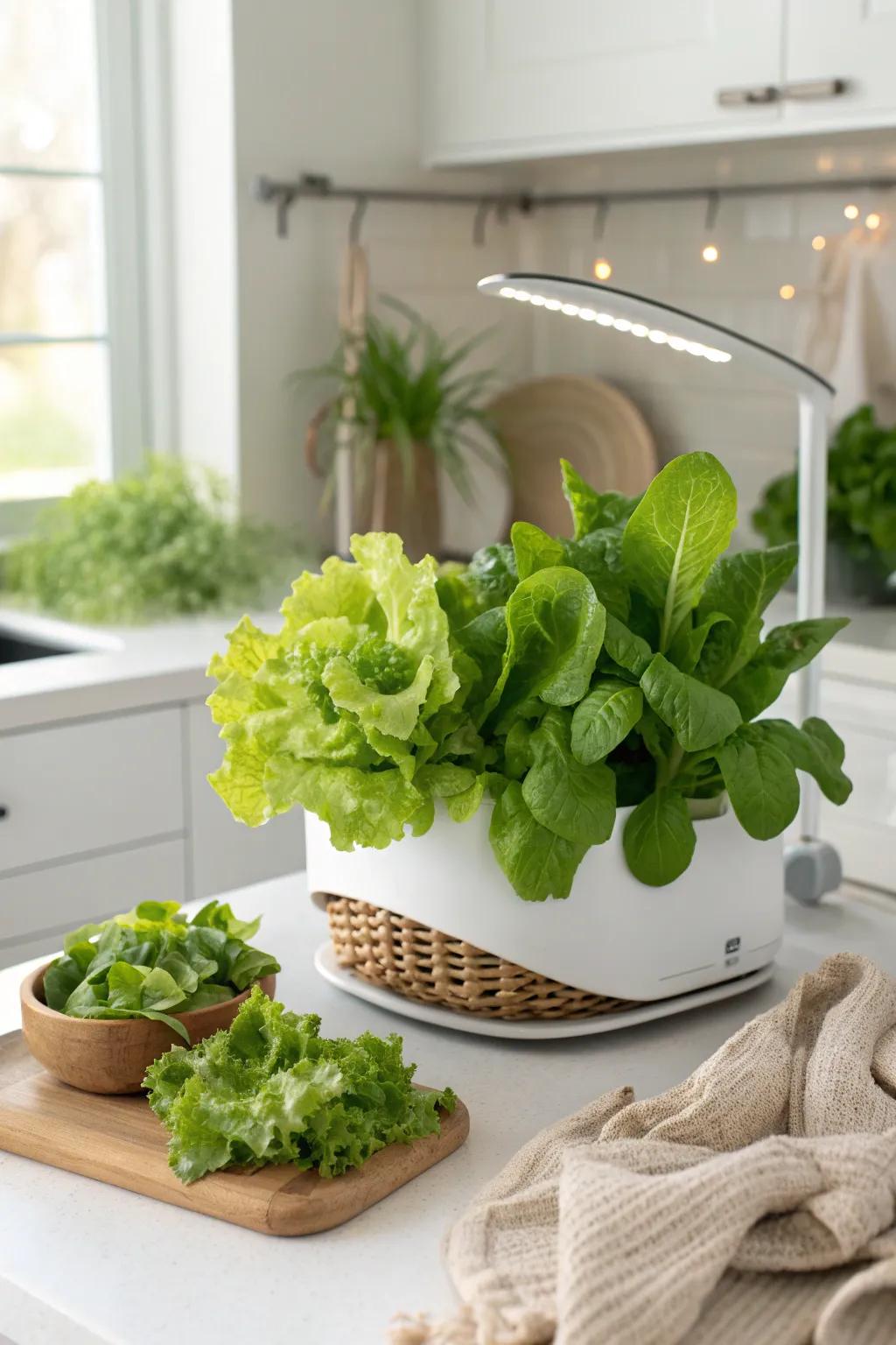 Fresh greens at your fingertips - embrace the simplicity of home-grown lettuce in your Aerogarden.