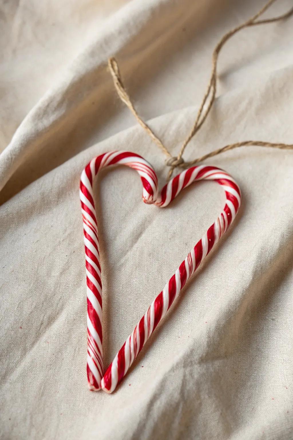 Add a sweet touch to your holiday decor with handcrafted candy cane heart ornaments. #HolidayCrafts #ScandinavianStyle