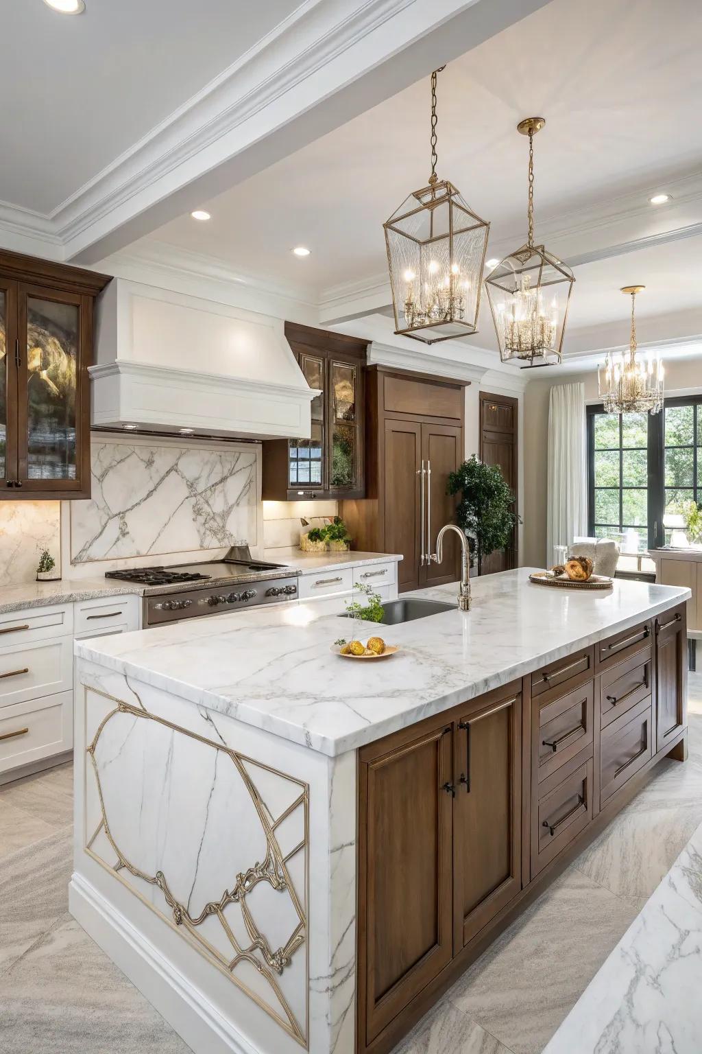 White quartzite countertops blend natural beauty with durability.