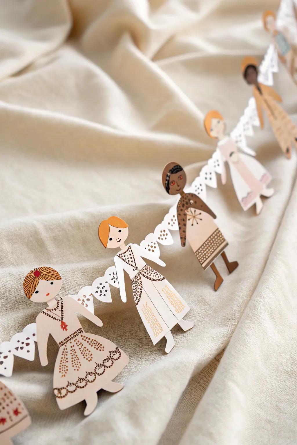 Celebrate diversity with these beautifully crafted paper doll chains, a perfect Women's Day craft for little hands!