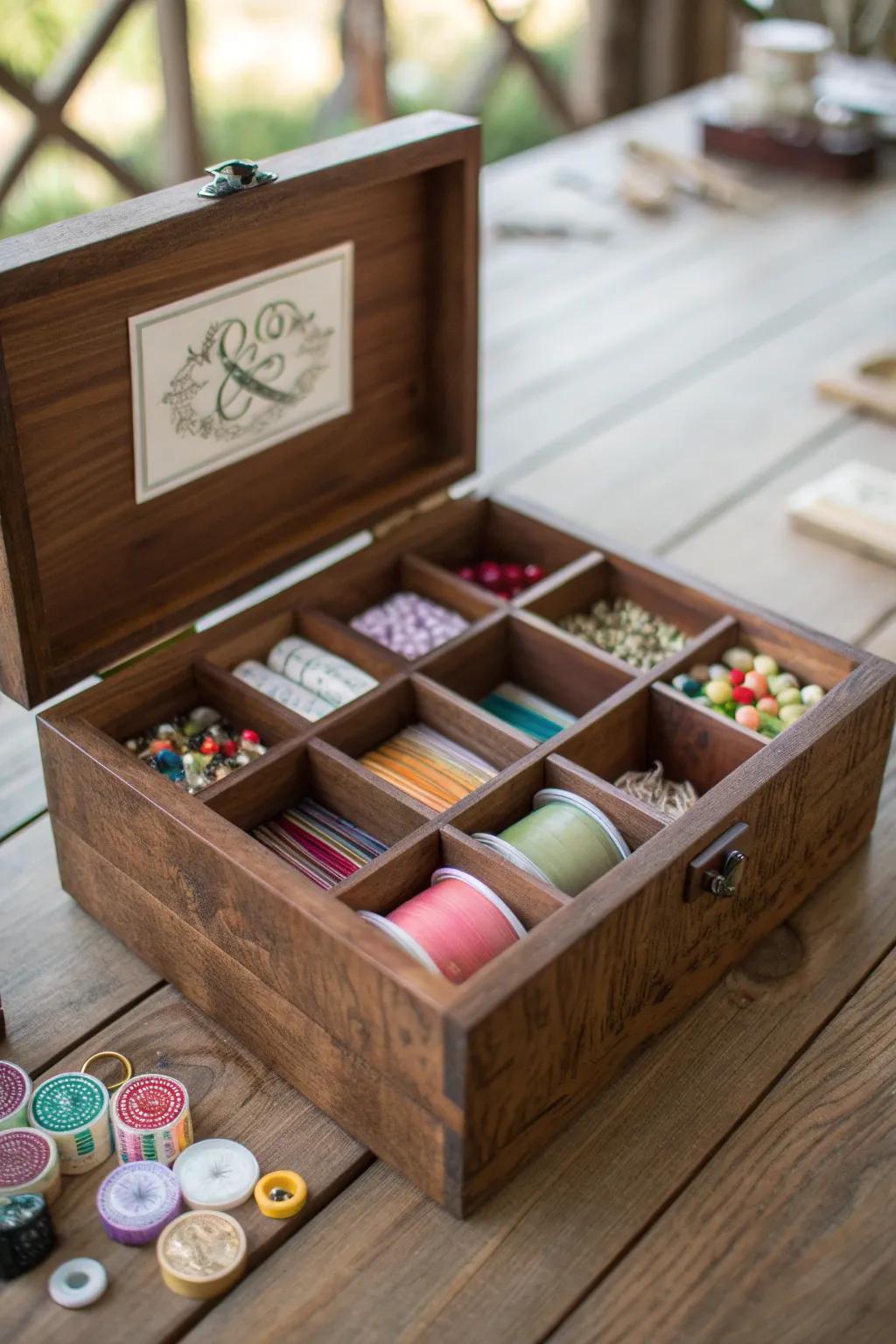 Elevate your craft game with this handcrafted wooden organizer—where functionality meets art.