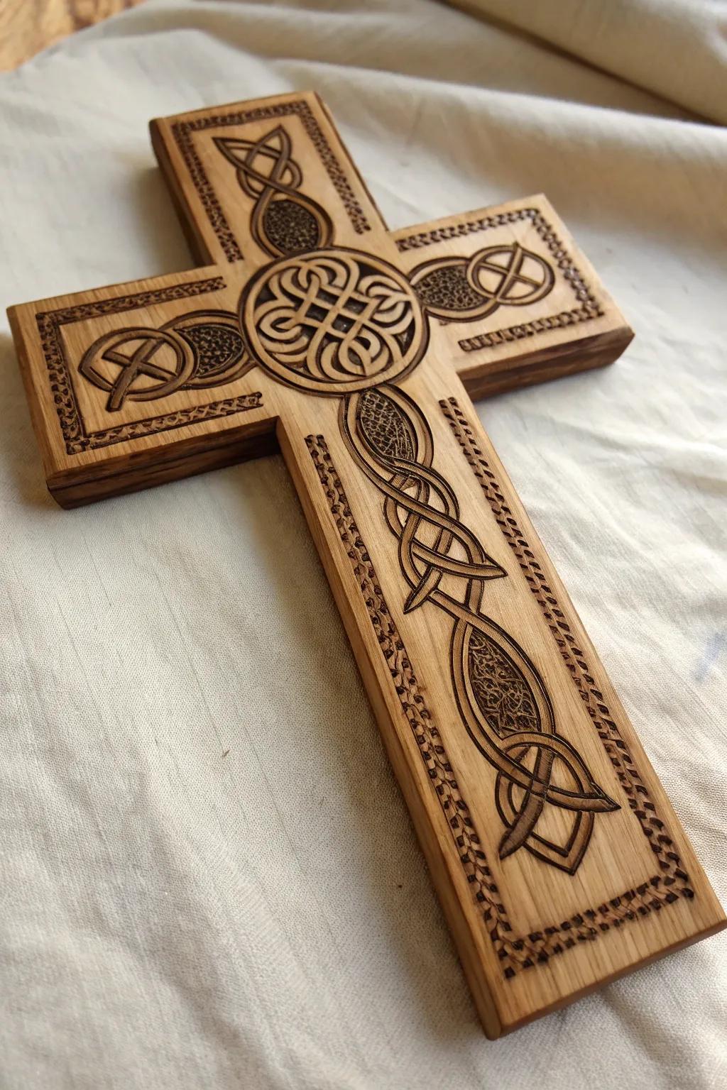 Celtic knots bring an ancient and eternal feel to wooden cross designs.