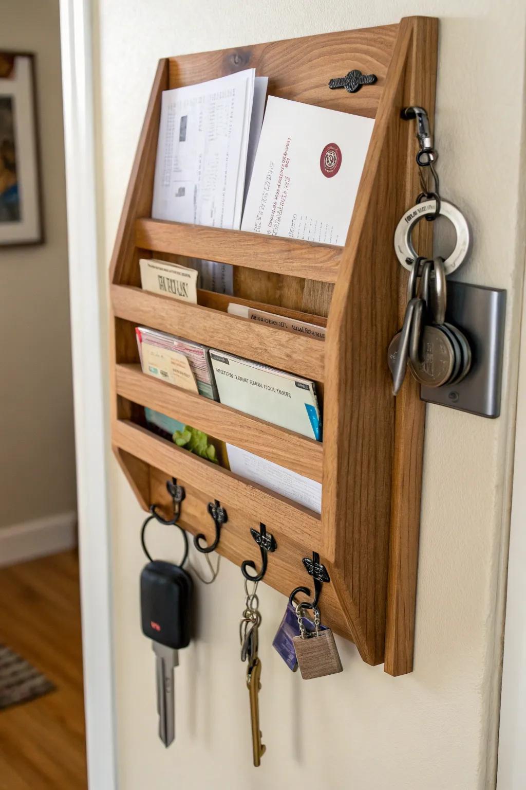 Stay organized with a handmade mail and key holder.