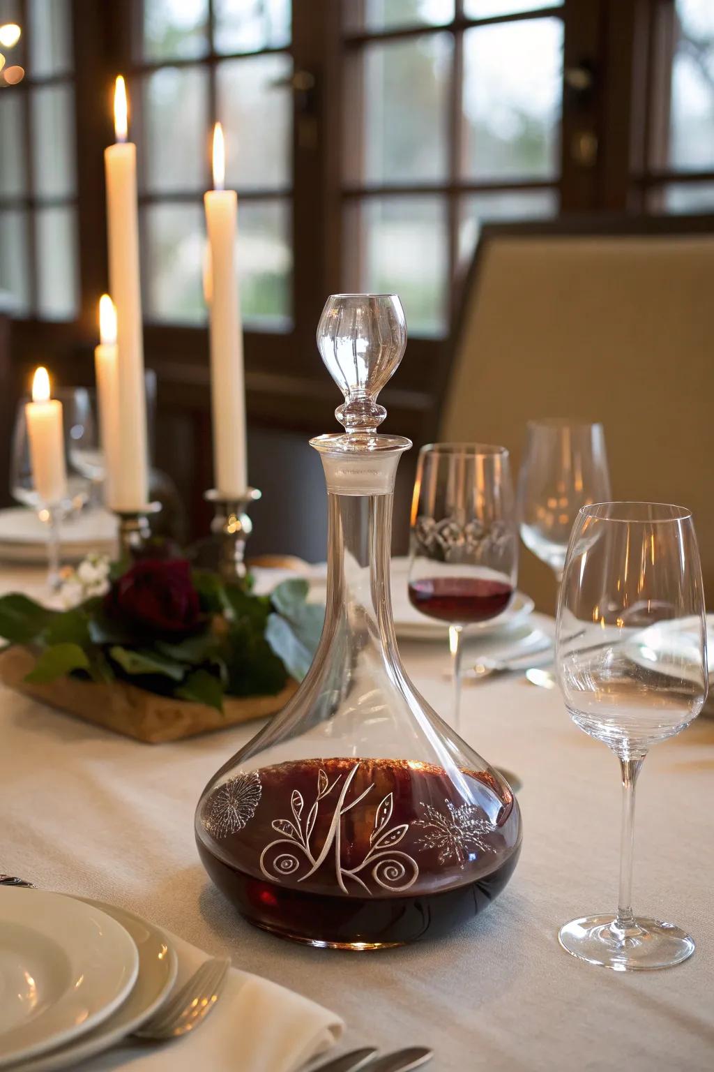 Toast to your love with a personalized wine decanter set