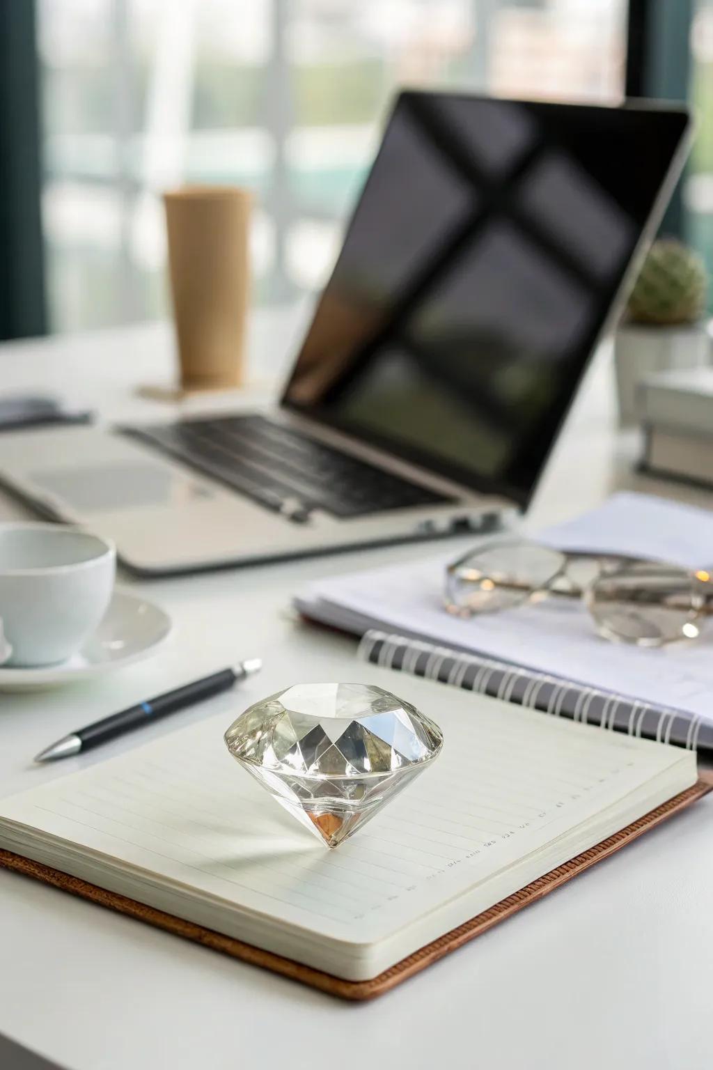 An engraved paperweight adds elegance to any workspace.