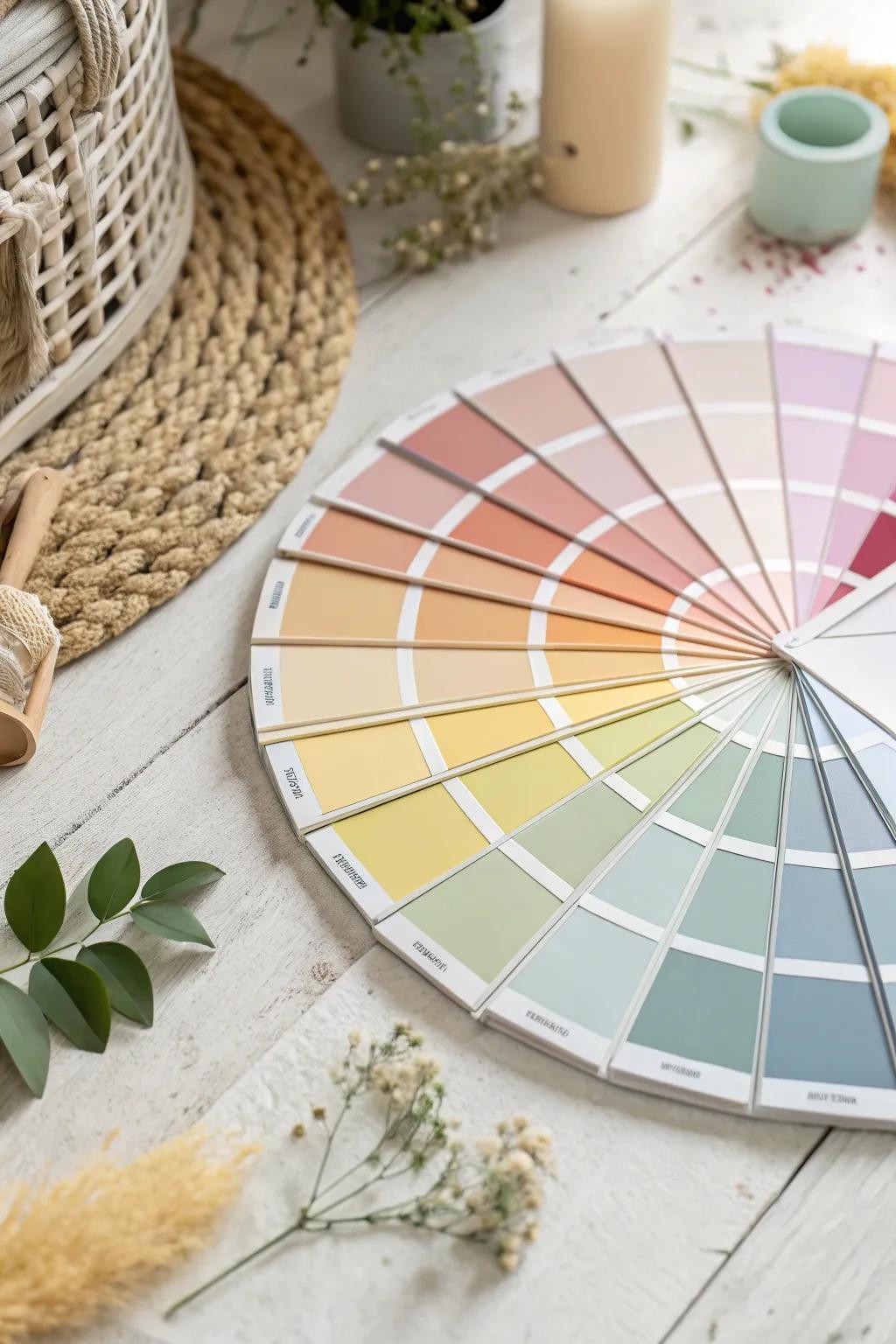 Explore the art of color with this beautifully crafted 3D paint swatch wheel, where simplicity meets creativity.