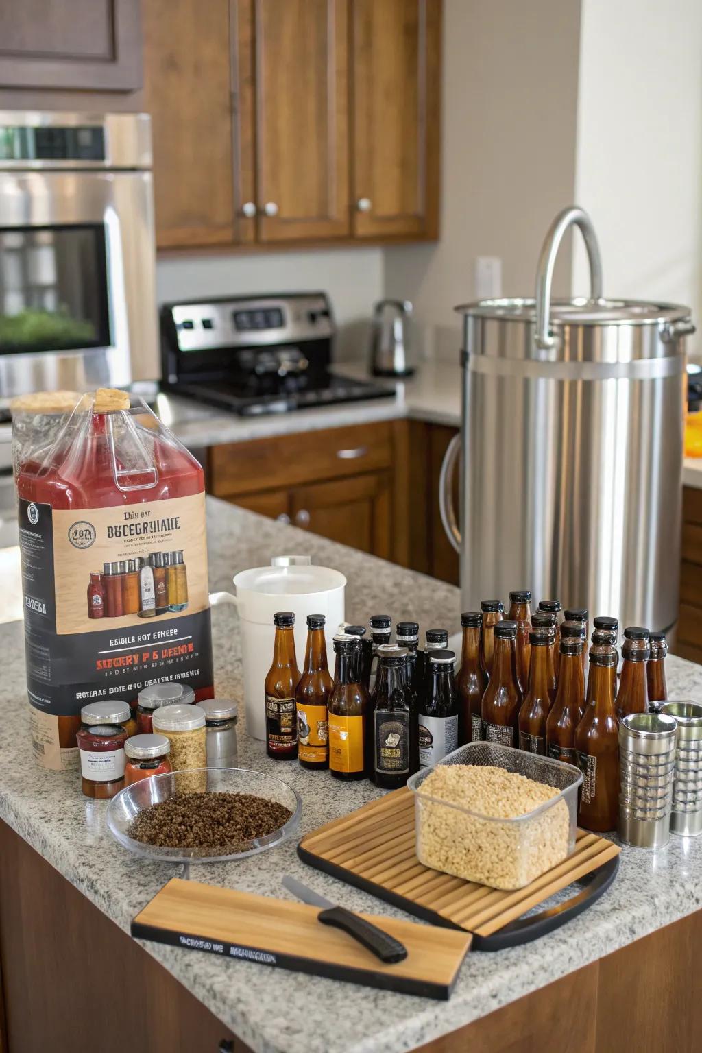 A craft beer making kit invites creativity and experimentation in brewing.