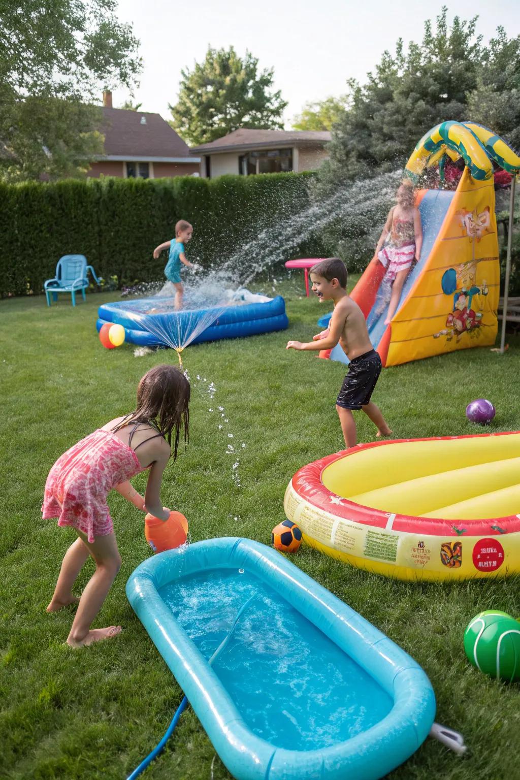 A fun-filled water party keeping everyone cool and entertained.