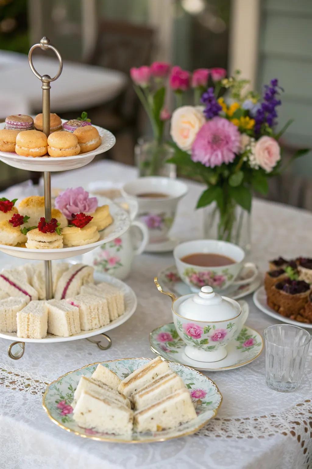 A tea party offers an elegant and charming setting.