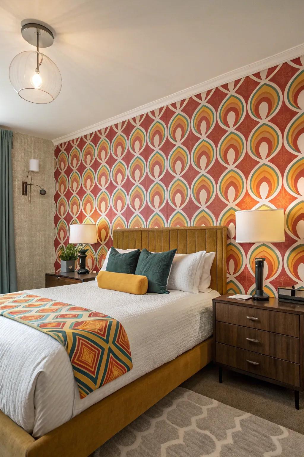 Retro patterns add nostalgic charm to your bedroom.