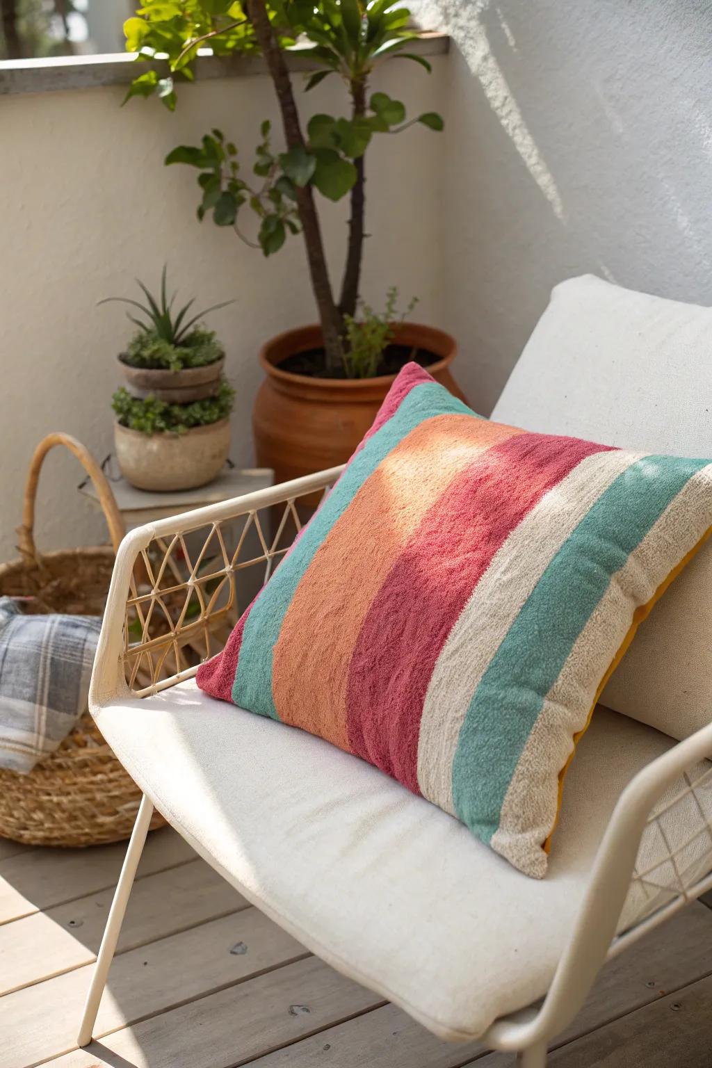 Transform your old beach towels into chic pillows for a cozy and stylish summer vibe. 🌿✨