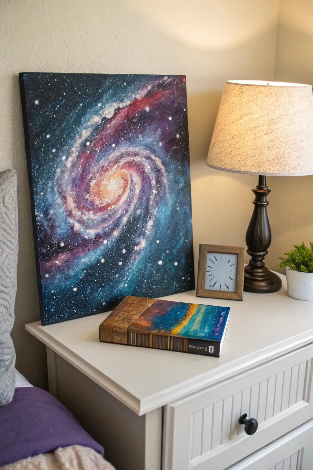 Capture the universe with a dreamy galaxy painting.