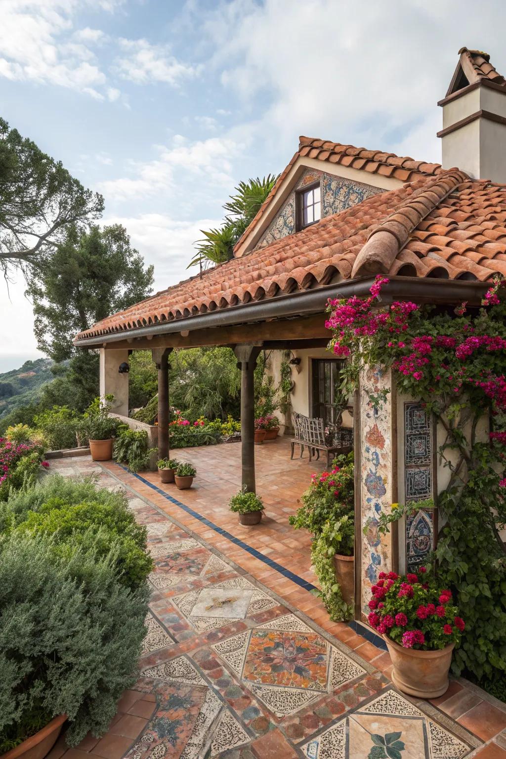 Mediterranean charm with terracotta and mosaic accents.