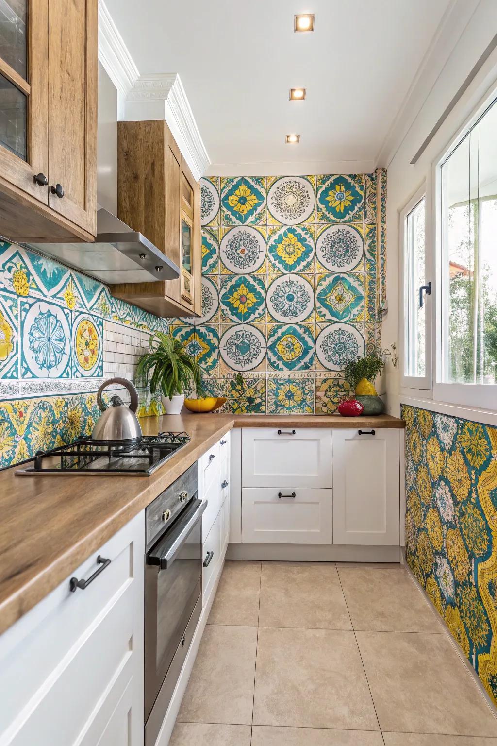 Moroccan tiles infuse your kitchen with exotic charm.