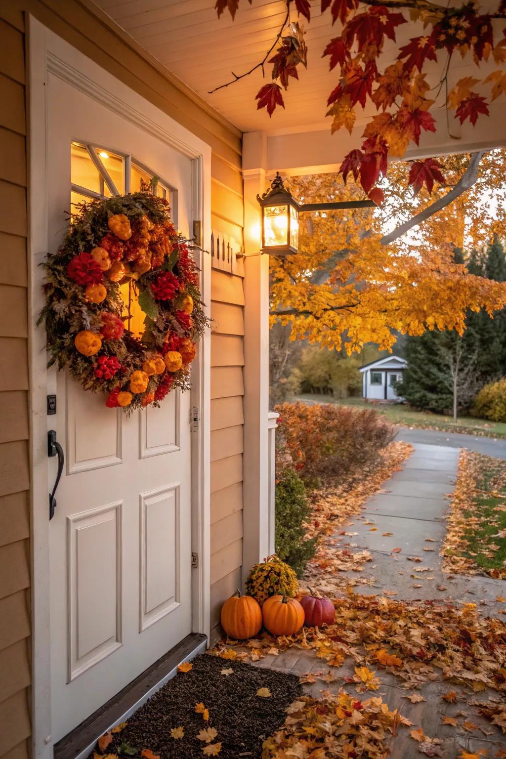 Greet your guests with a festive ball wreath.