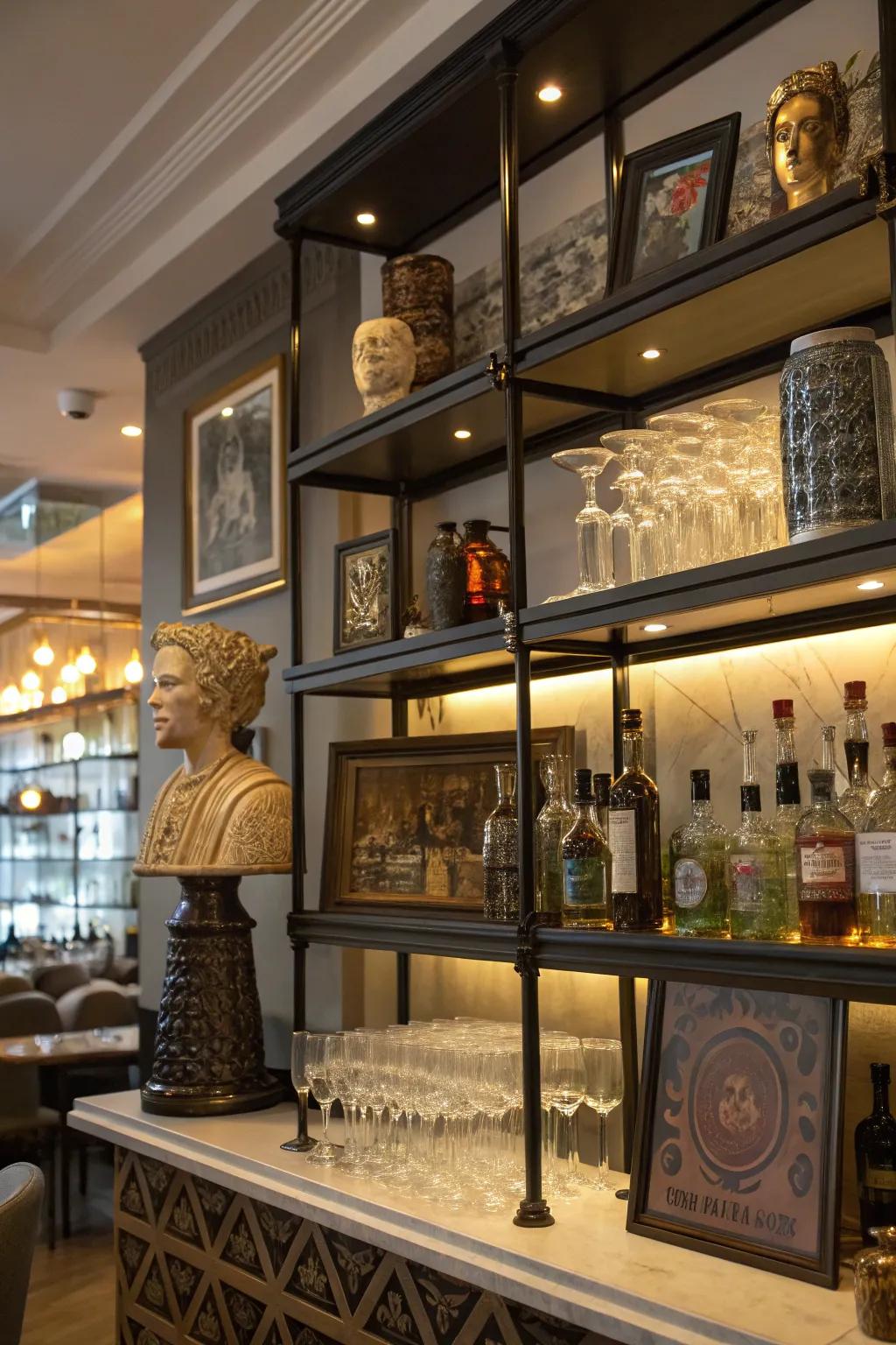 Artistic elements add personality to your bar.