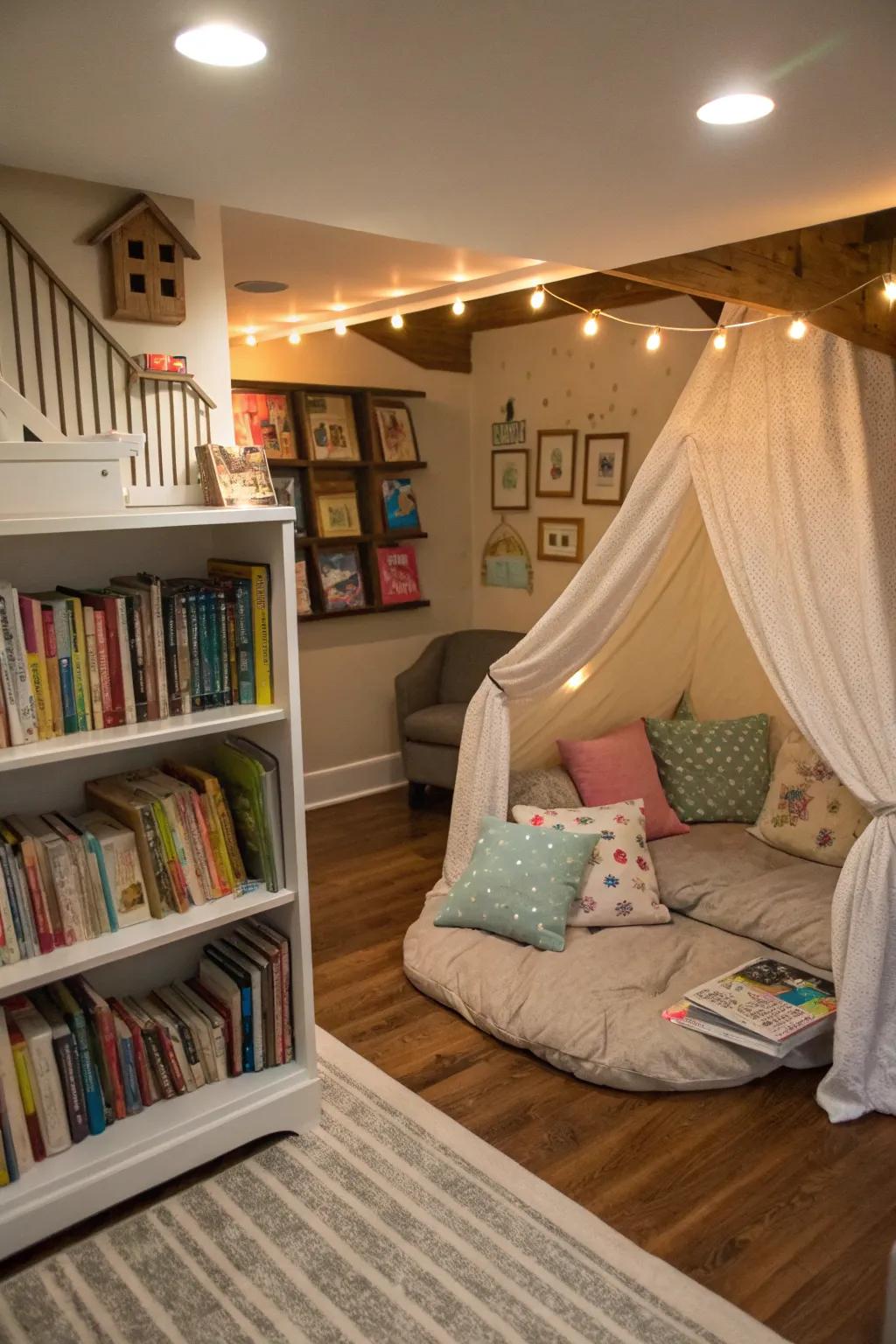 A cozy reading nook invites young minds to explore new adventures.