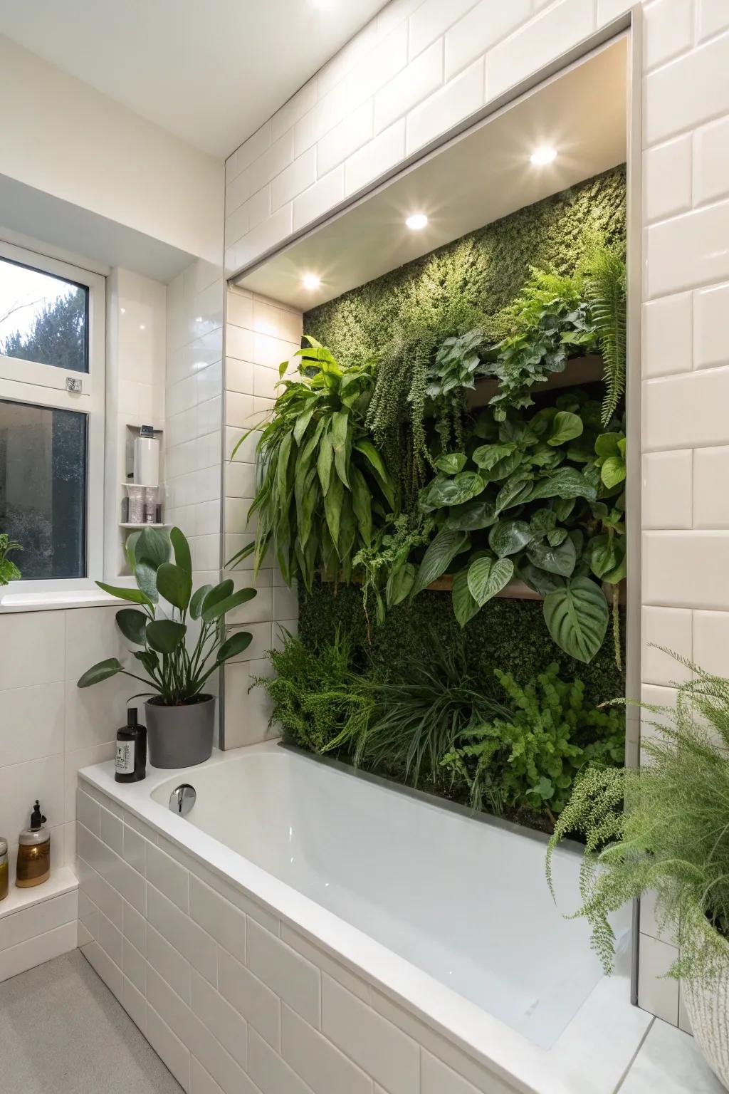 A niche for plants brings a touch of nature indoors.