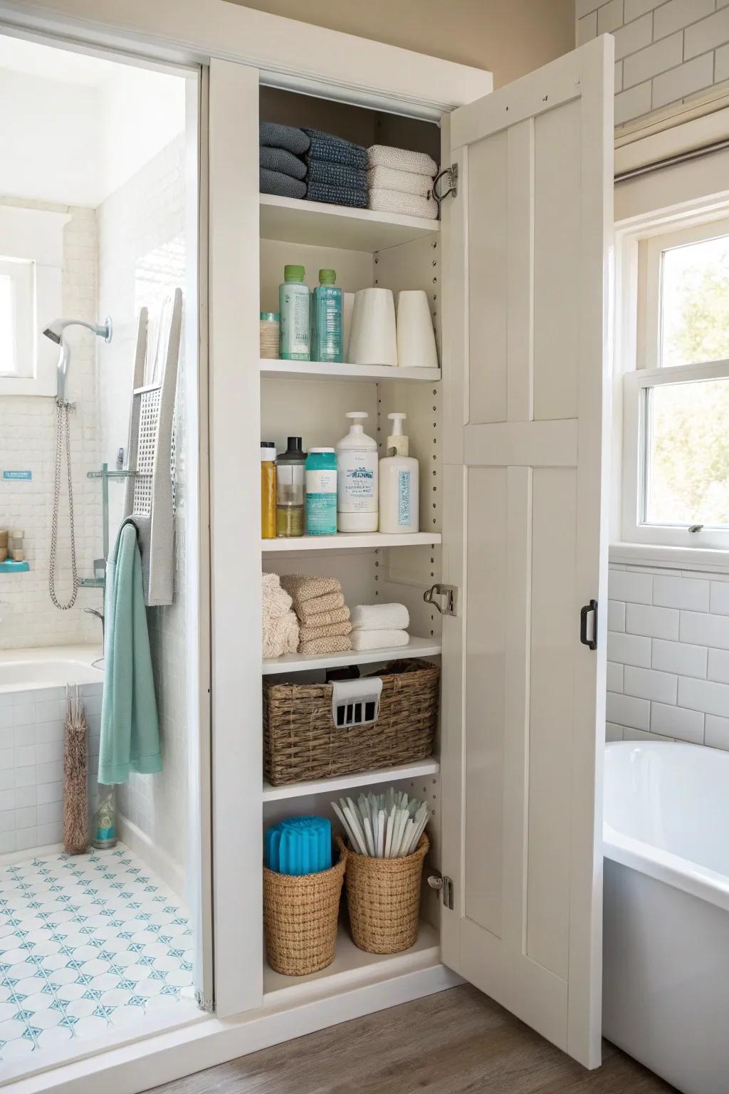 Keep cleaning supplies organized and accessible with a dedicated space.