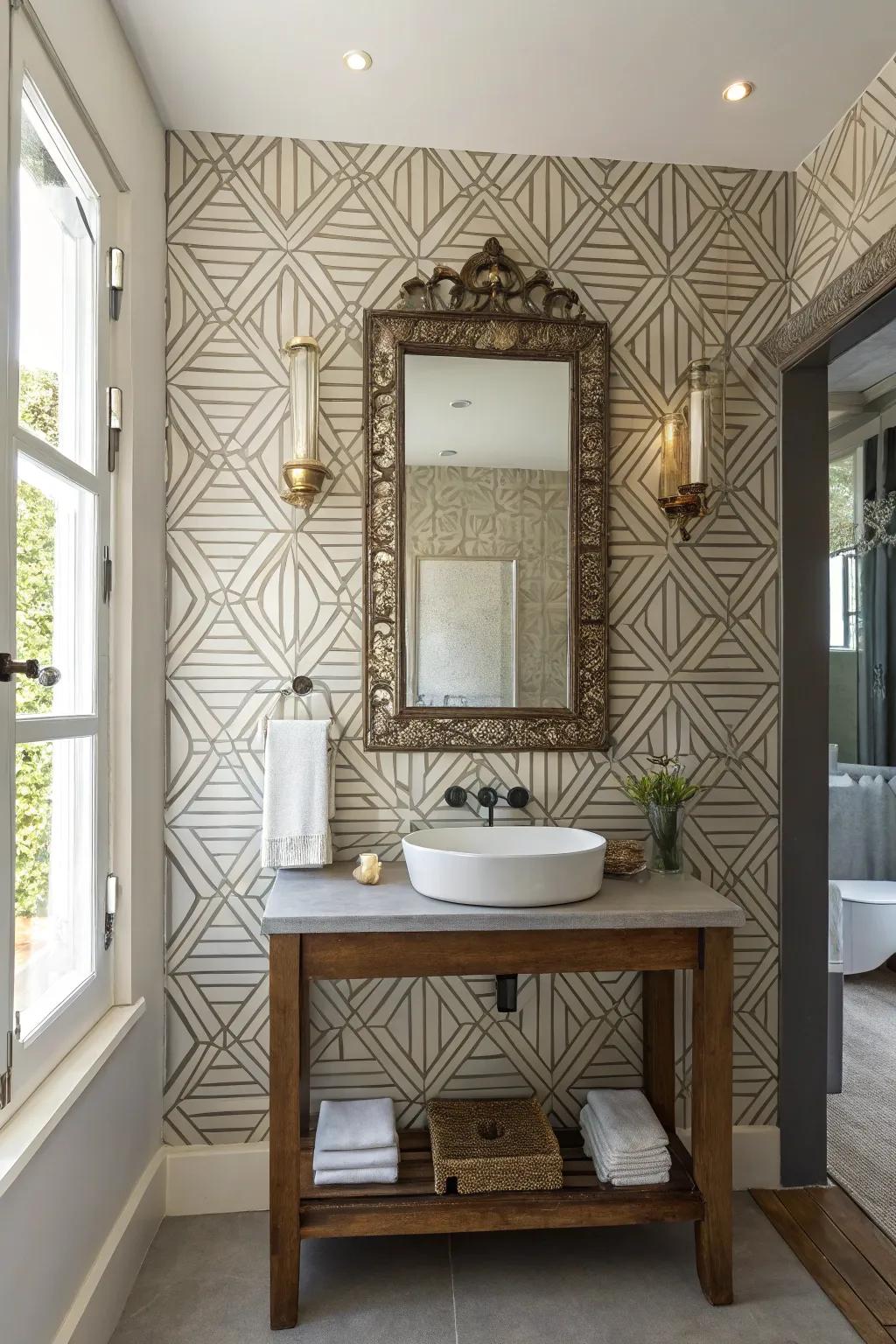 A fusion of modern and vintage styles in bathroom decor.